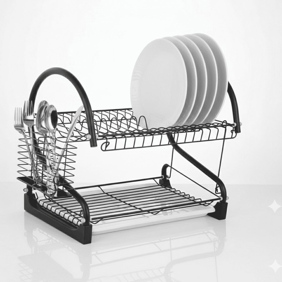GENERICO - Escurridor de Platos de 2 Niveles con Porta Cubiertos