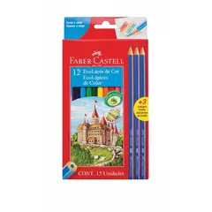FABER-CASTELL - LÁPIZ FABER CASTELL COLOR X 12 + 3 LÁPICES DE GRAFITO