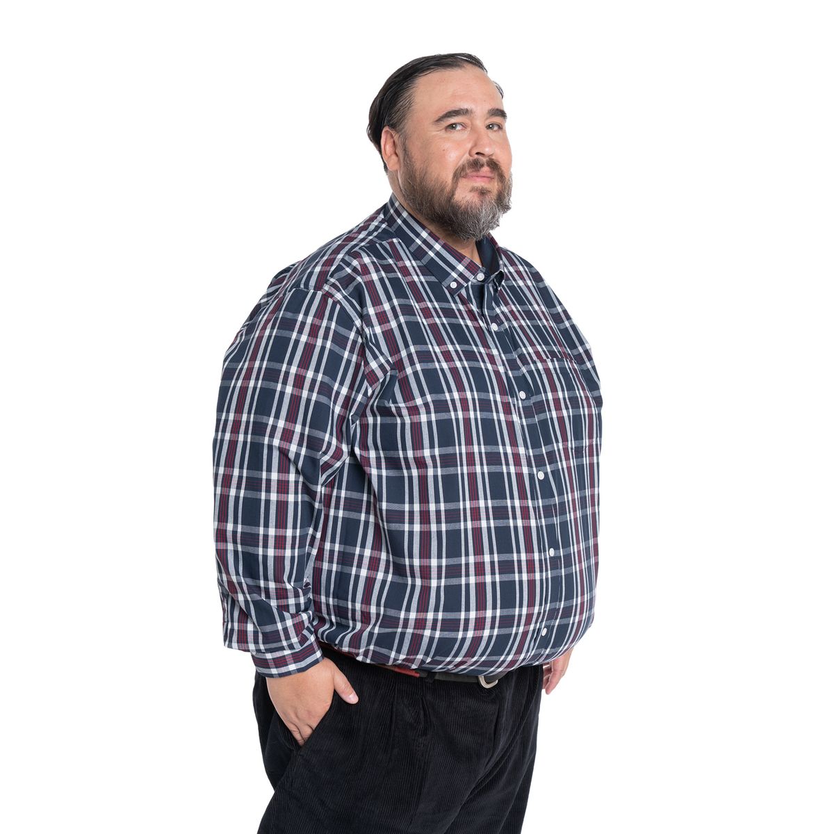 KOTTING - Camisa Manga Larga Cuadros Grandes Hombre