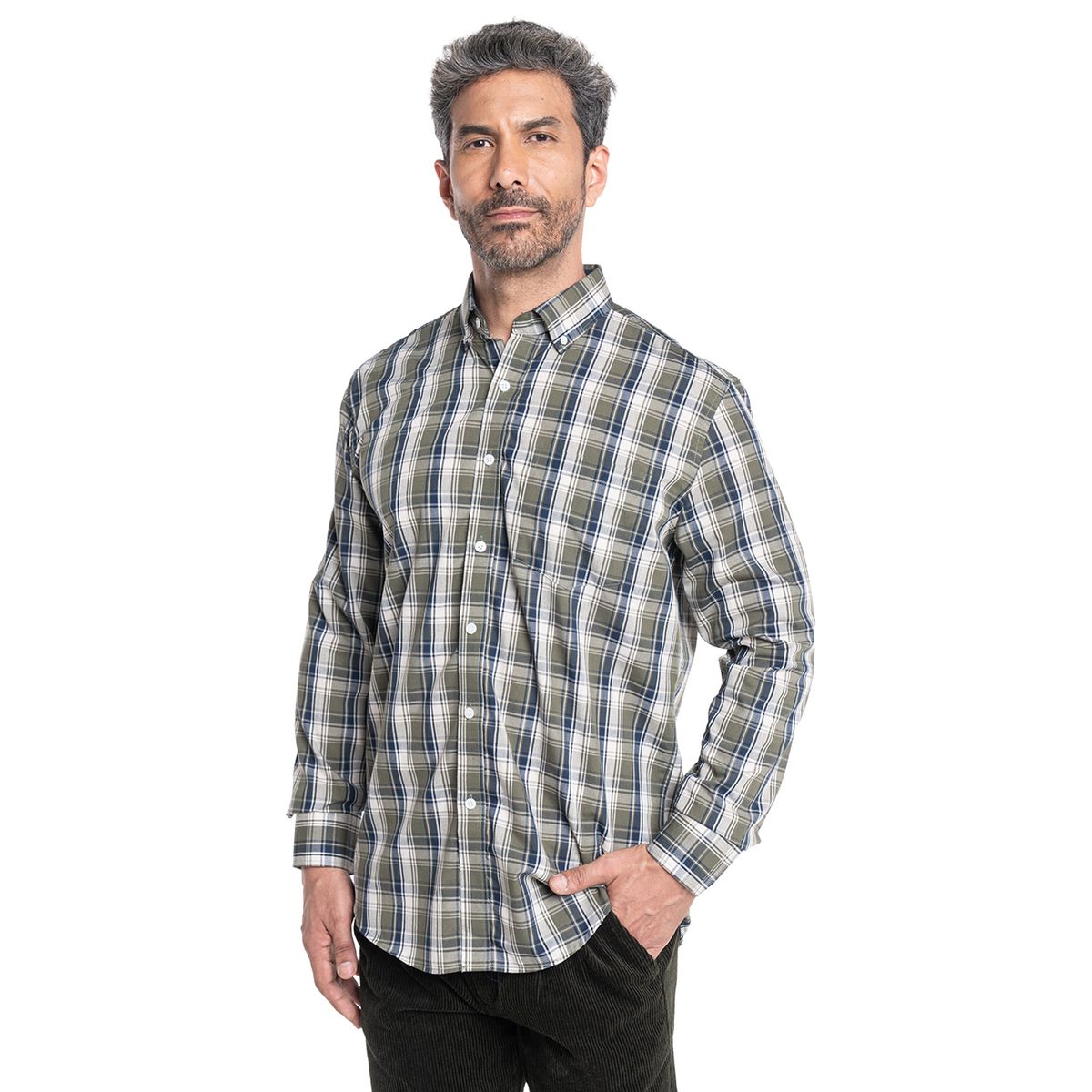 KOTTING - Camisa Manga Larga Cuadros Grandes Hombre