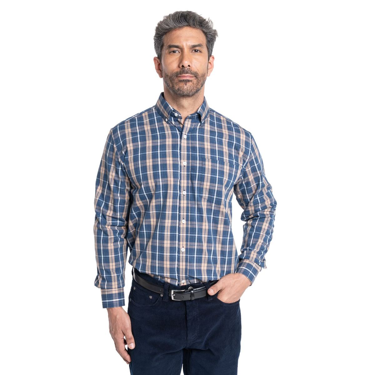 KOTTING - Camisa Manga Larga Cuadros Grandes Hombre