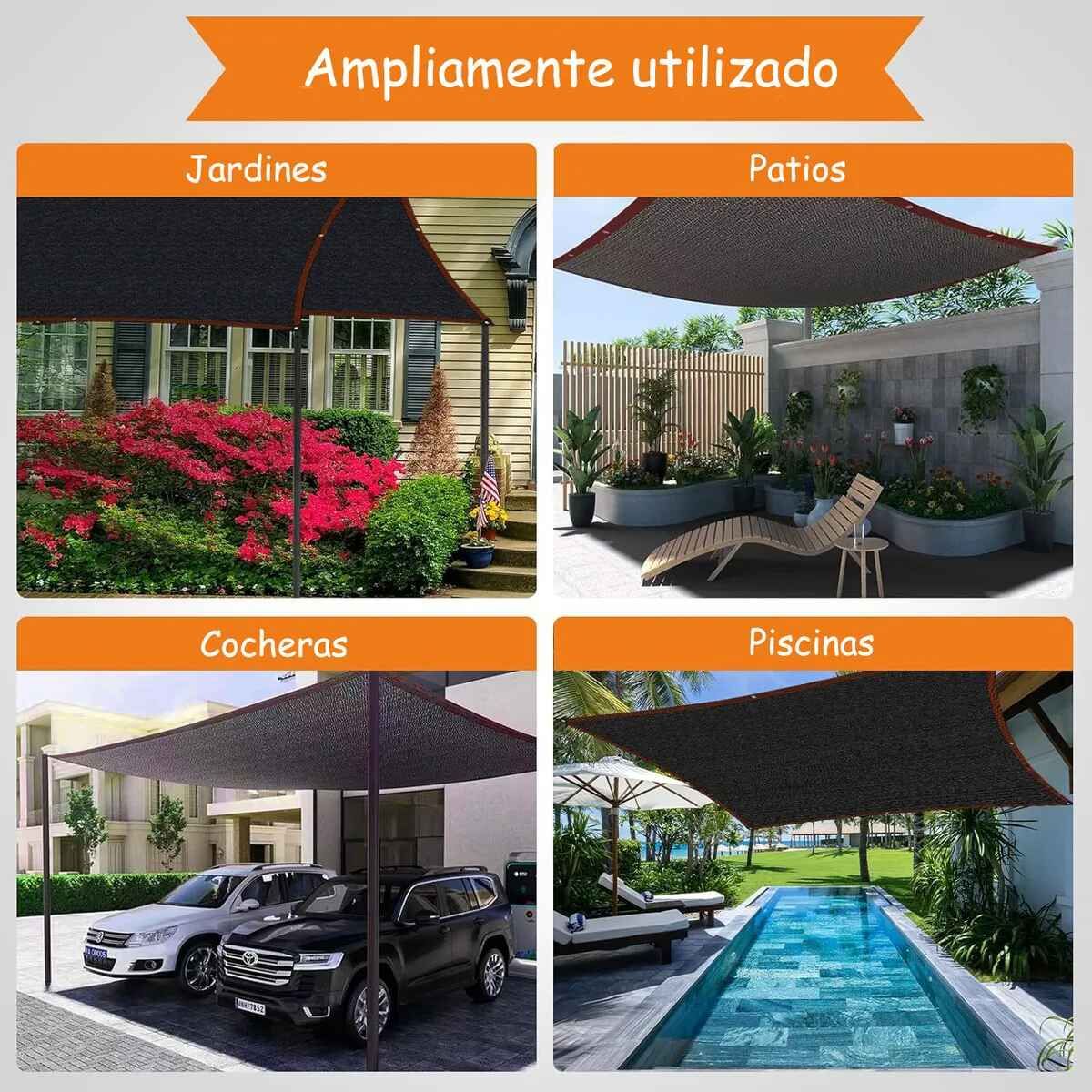 Toldo Malla Rectangular Todas Medidas Techo Patio Negro 3x4, marca GENERICO - Foto 2