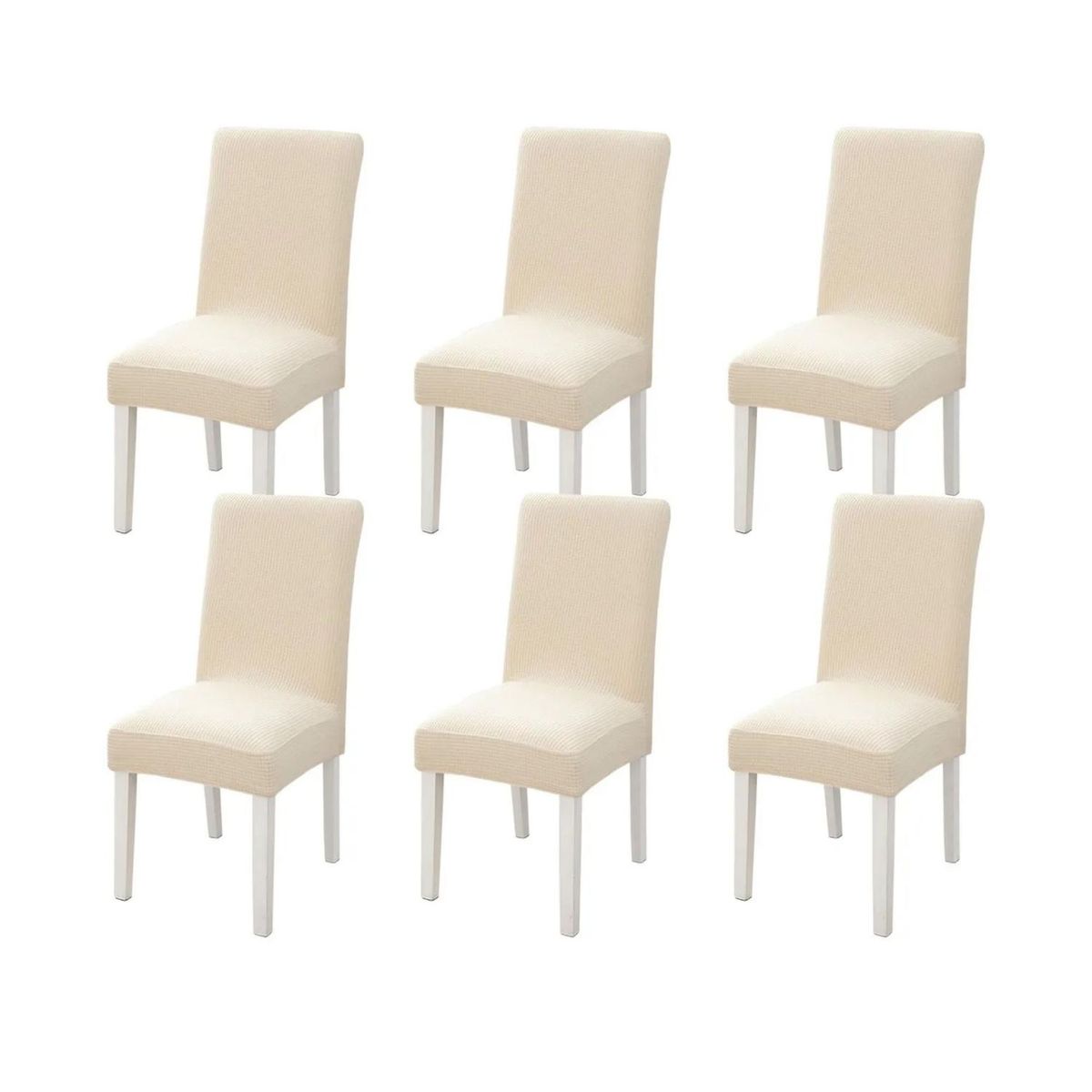 IMPORTCLICK - Pack 6 Funda Silla Comedor Tela Elasticada 70x45x45 CM Beige