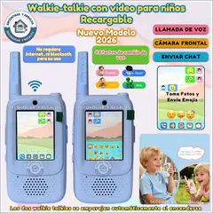GENERICO - Walkie Talkie de Juguete con Video Cámara Frontal Chat para Niños Recargable