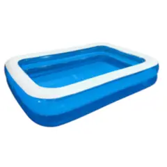 ANGELES DEL HOGAR - PISCINA INFLABLE RECTANGULAR FAMILIAR 200X120X40 CM AZUL