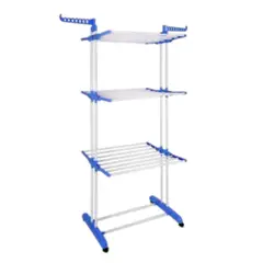 ANGELES DEL HOGAR - TENDEDERO DE ROPA LARGO VERTICAL 3 NIVELES PLEGABLE