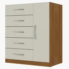 MOVELARIA - COMODA 5 CAJONES 1 PUERTA 91X68X35 OFF WHITE BLANCO R51