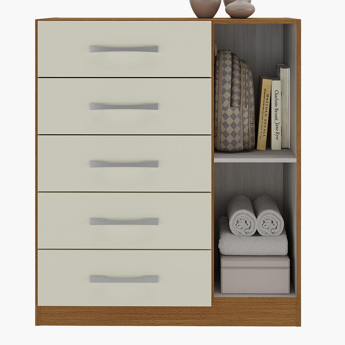 MOVELARIA - Comoda 5 cajones 1 puerta 91x68x35 off white blanco r51