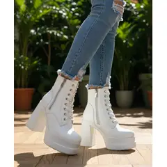SNOOPY - Botin Mujer Color Blanco Taco Alto con Plataforma M581