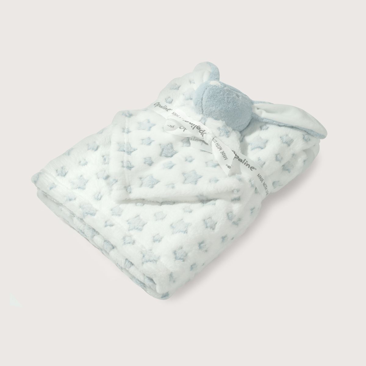OPALINE - Manta blanca con estrellas celestes para bebé