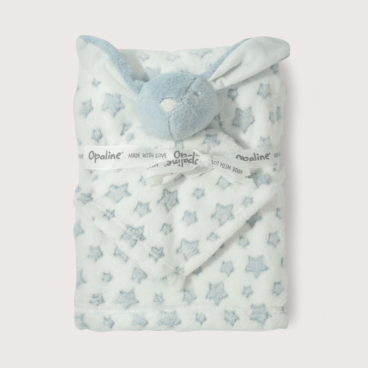 OPALINE - Manta blanca con estrellas celestes para bebé