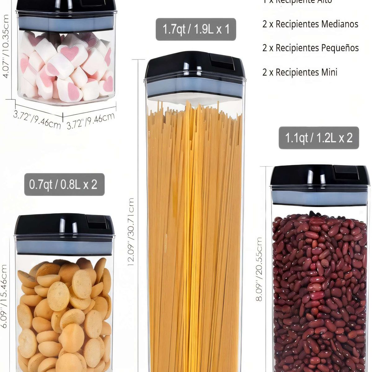 GENERICO - PACK DE 7 RECIPIENTES HERMETICOS PARA ALMACENAR