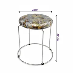 GENERICO - Piso Taburete Circular con Tapiz Artístico y Estructura Cromada