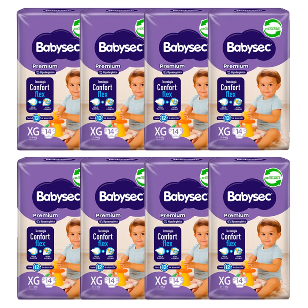 BABYSEC - Pañal Babysec Premium X8 XG 14 (112 Pañales)