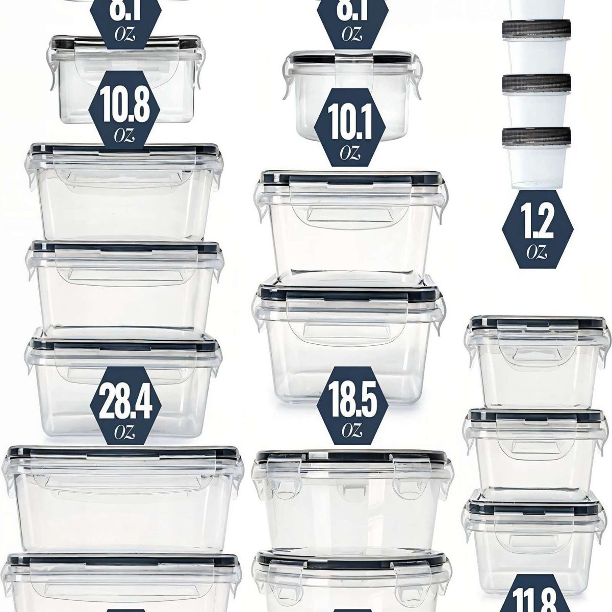 GENERICO - SET DE 20 RECIPIENTES HERMETICOS PARA ALMACENAR 100% LIBRE DE FUGAS
