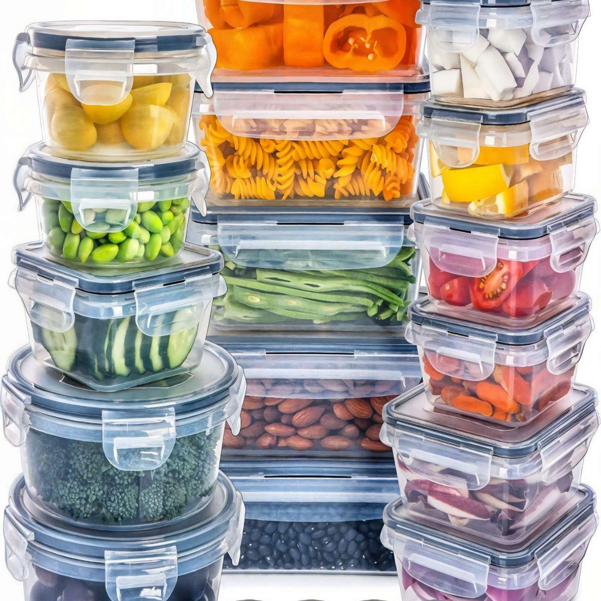 GENERICO - SET DE 20 RECIPIENTES HERMETICOS PARA COCINA 100% LIBRE DE FUGAS