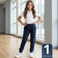 UTILISIMO - Buzo Pantalón Escolar Niña Unisex 100% Algodón Azul Bota Acanalada 3 a 16 años