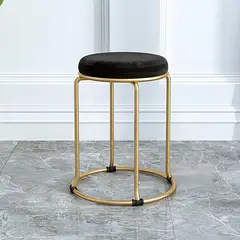 GENERICO - Piso Taburete Circular de Lujo con Asiento de Terciopelo Negro y Base Dorada