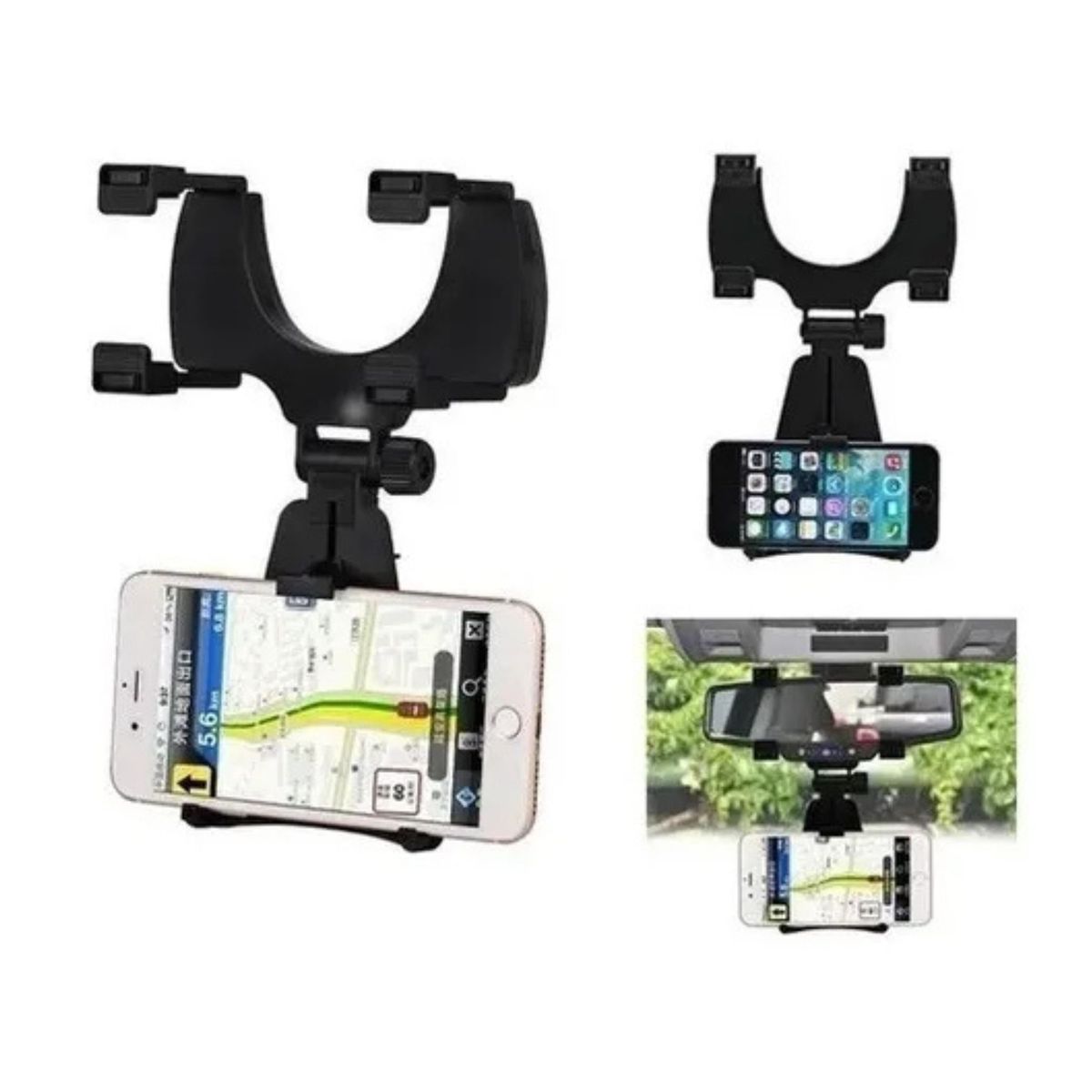 MOVI - Soporte Celular Para Auto Espejo Retrovisor 360° Universal Ajustable GPS - Alta Estabilidad