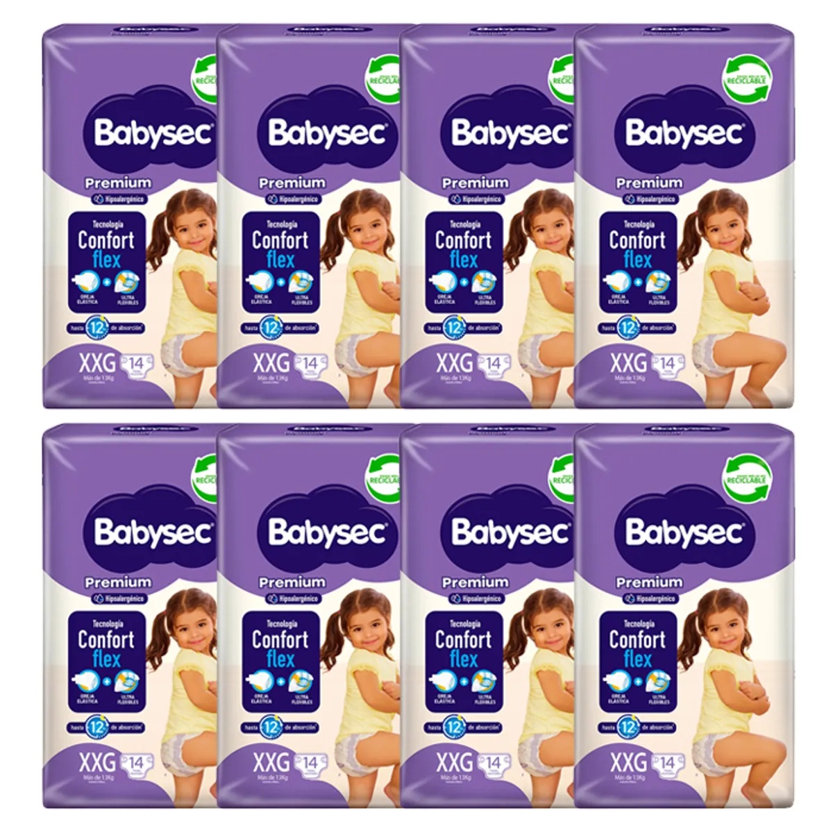 BABYSEC - Pañal Babysec Premium X8 XXG 14 (112 Pañales)