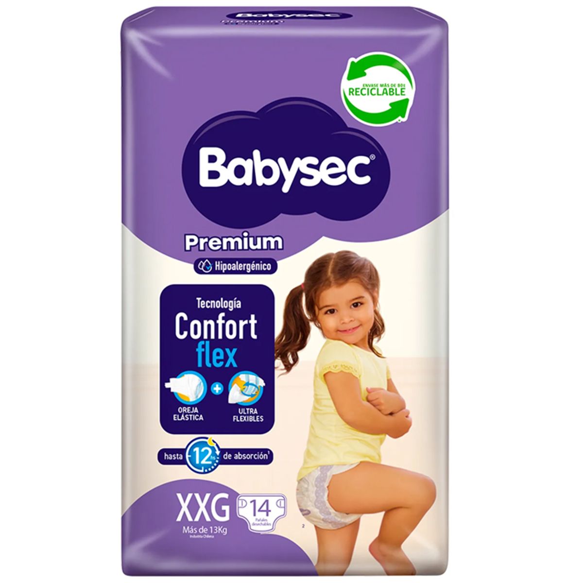 BABYSEC - Pañal Babysec Premium X8 XXG 14 (112 Pañales)