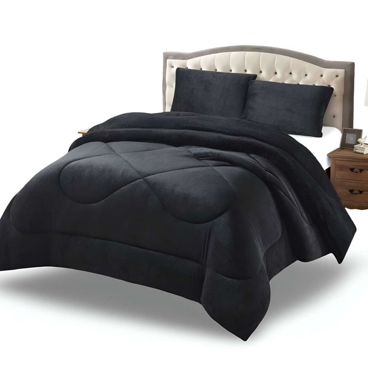 GENERICO - Cubrecama plush con chiporro Acolchado liso plaza y media