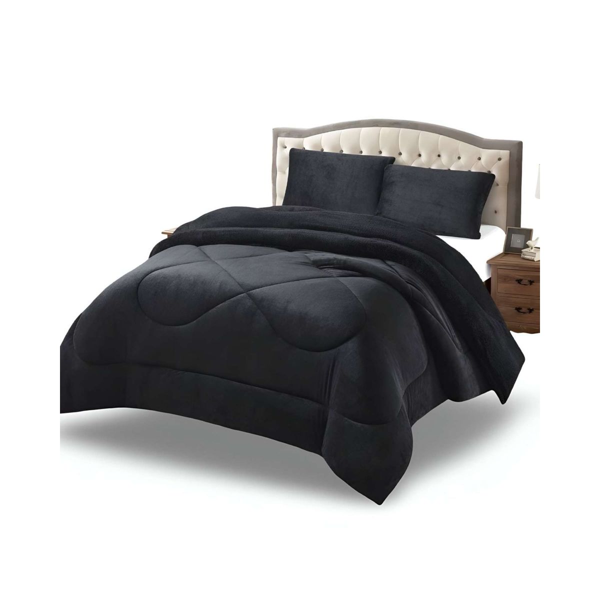 GENERICO - Cubrecama plush con chiporro Acolchado liso plaza y media