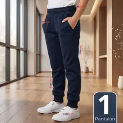 UTILISIMO - Buzo Pantalón Escolar Niños Unisex 100% Algodón Azul Bota Acanalada 3 a 16 años