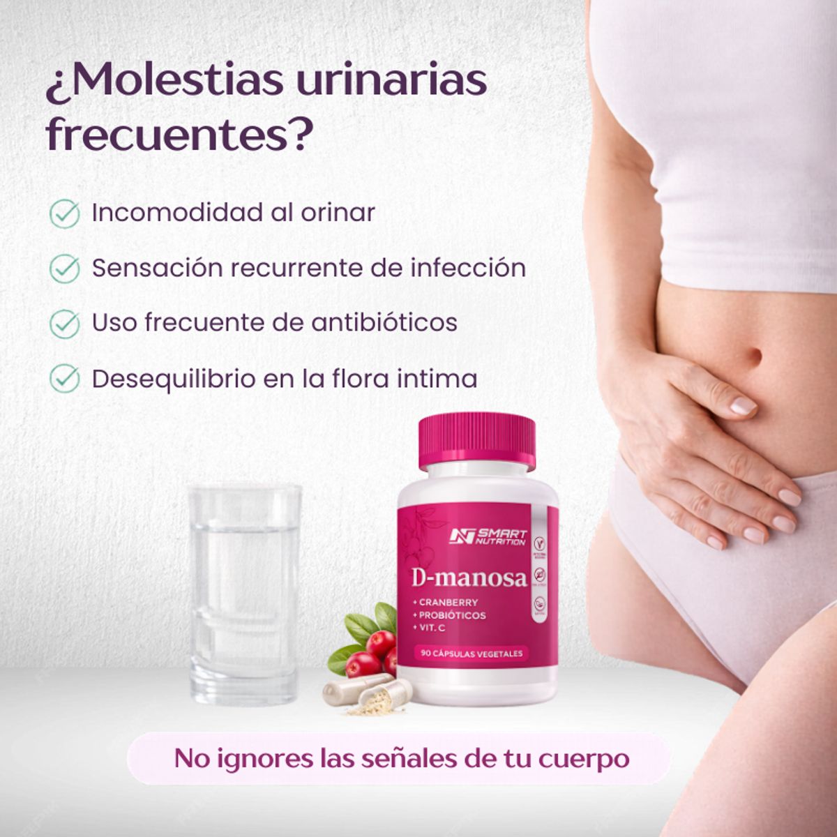 GENERICO - D-manosa + Cranberry + Probióticos + Vitamina C -90 Cápsulas