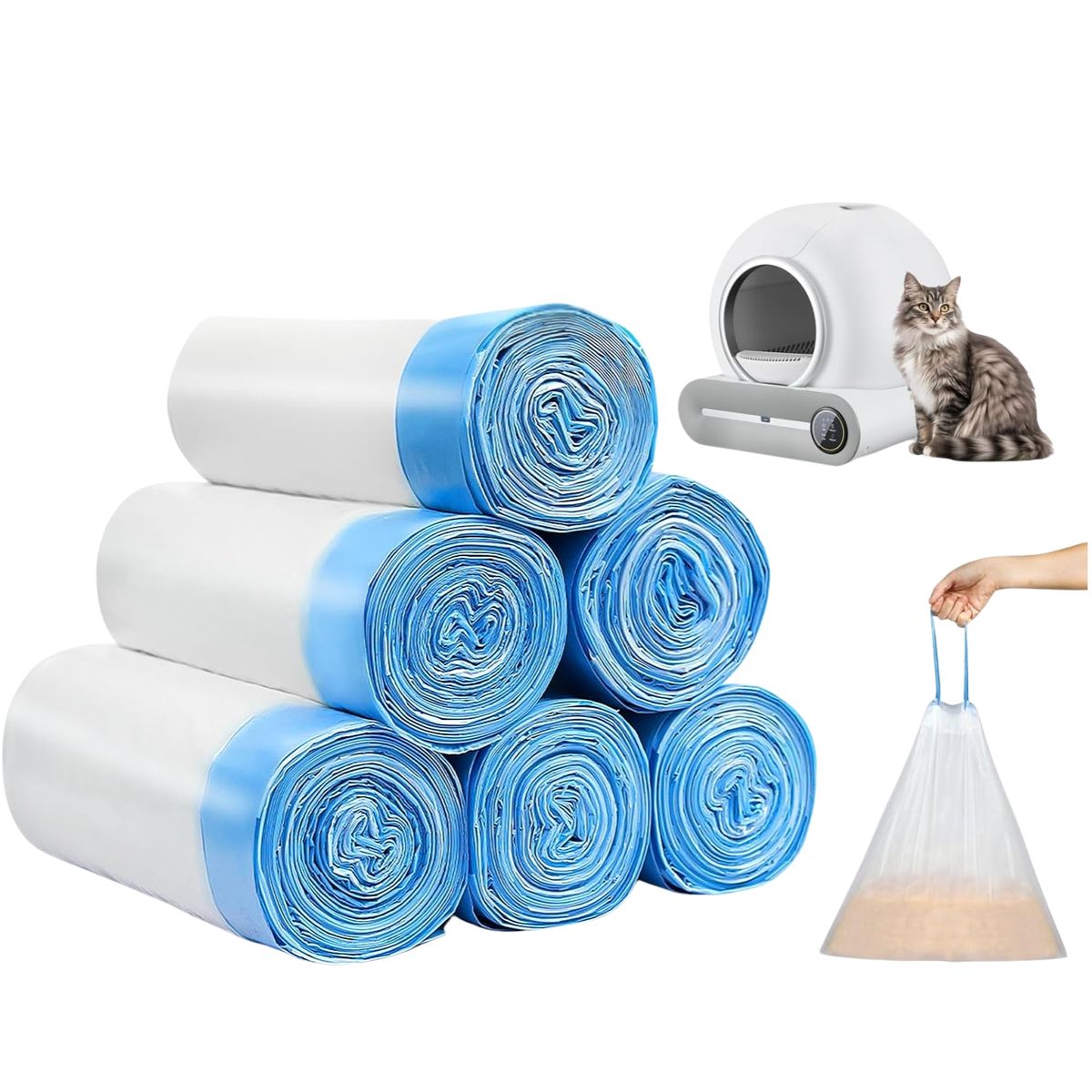 CRUSEC - Bolsas Arena Gatos Extra Gruesas para Cajas Autolimpantes