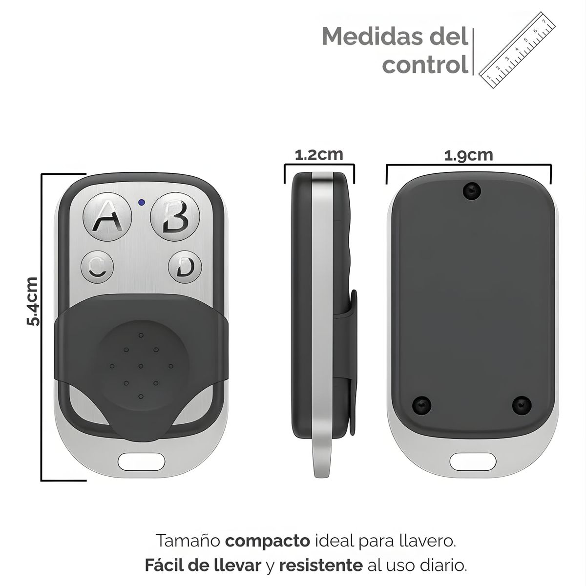 GENERICO - Control Remoto Universal 433MHz Copiador Para Portón Eléctrico Automático 4 Canales