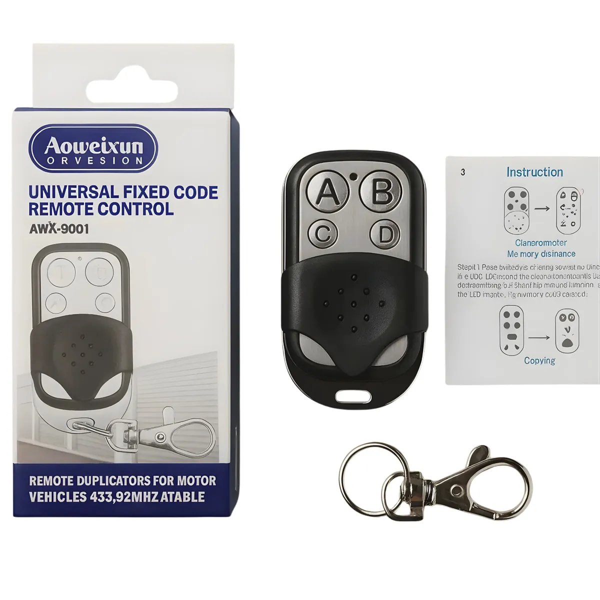 GENERICO - Control Remoto Universal 433MHz Copiador Para Portón Eléctrico Automático 4 Canales