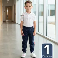 UTILISIMO - Buzo Pantalón Escolar Niño Unisex 100% Algodón Azul Bota Acanalada 3 a 16 años
