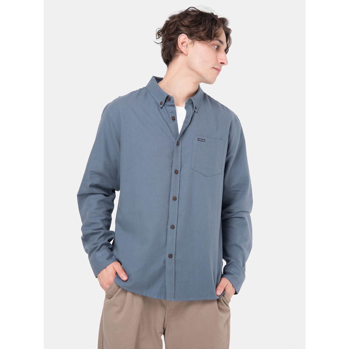 BURTON - Camisa Hombre Manga Larga Gris BURTON