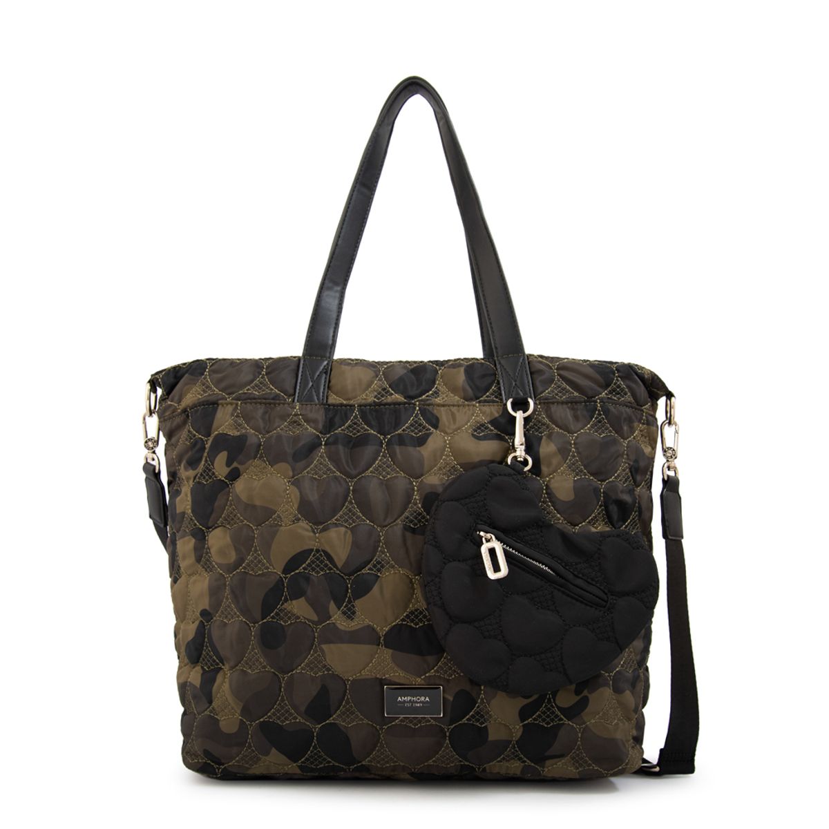 AMPHORA - Cartera tote juliet grande verde oliva