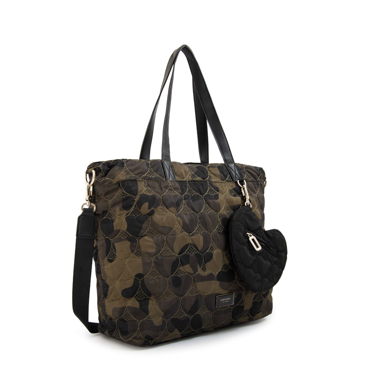 AMPHORA - Cartera tote juliet grande verde oliva