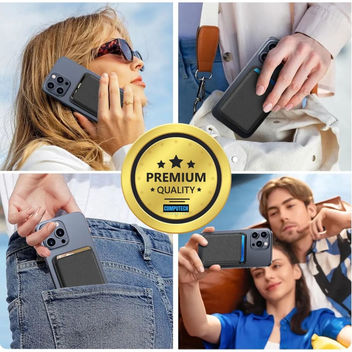 COMPUTECH - Tarjetero Magnético Compatible Magsafe Para iPhone 13 14 15