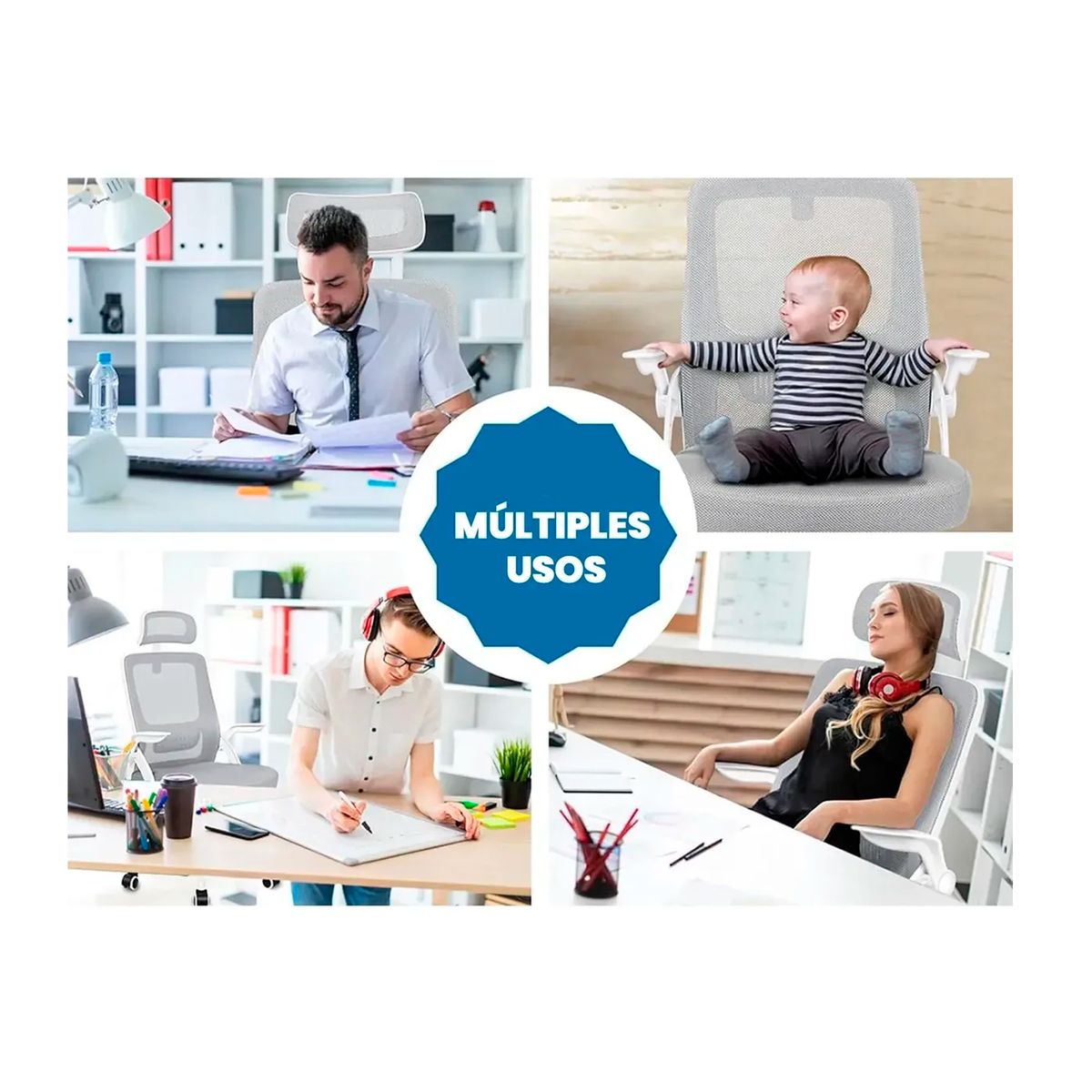 OFERTABKN - Silla De Oficina Ergonomica Tela Malla Con Reposacabeza