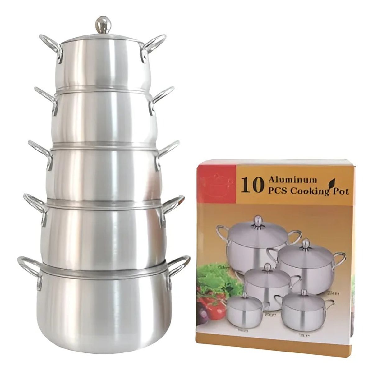 GENERICO - Batería De Cocina De Aluminio De 10 Pzs Con Tapas Metálicas