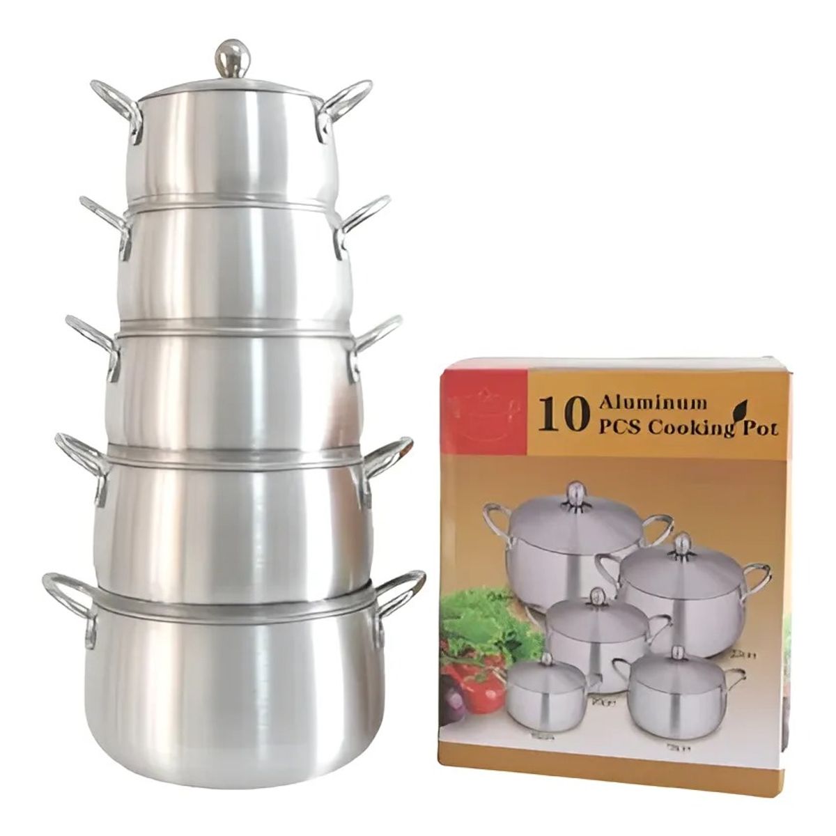 GENERICO - Batería De Cocina De Aluminio De 10 Pzs Con Tapas Metálicas