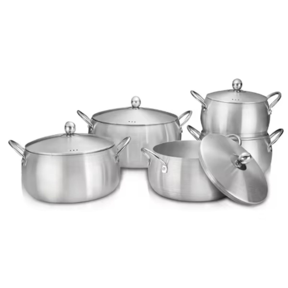 GENERICO - Batería De Cocina De Aluminio De 10 Pzs Con Tapas Metálicas