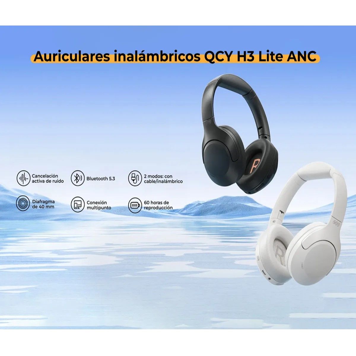 GENERICO - Qcy H3 Lite Anc Auriculares Bluetooth 5.3 Diadema Plegables Color Negro