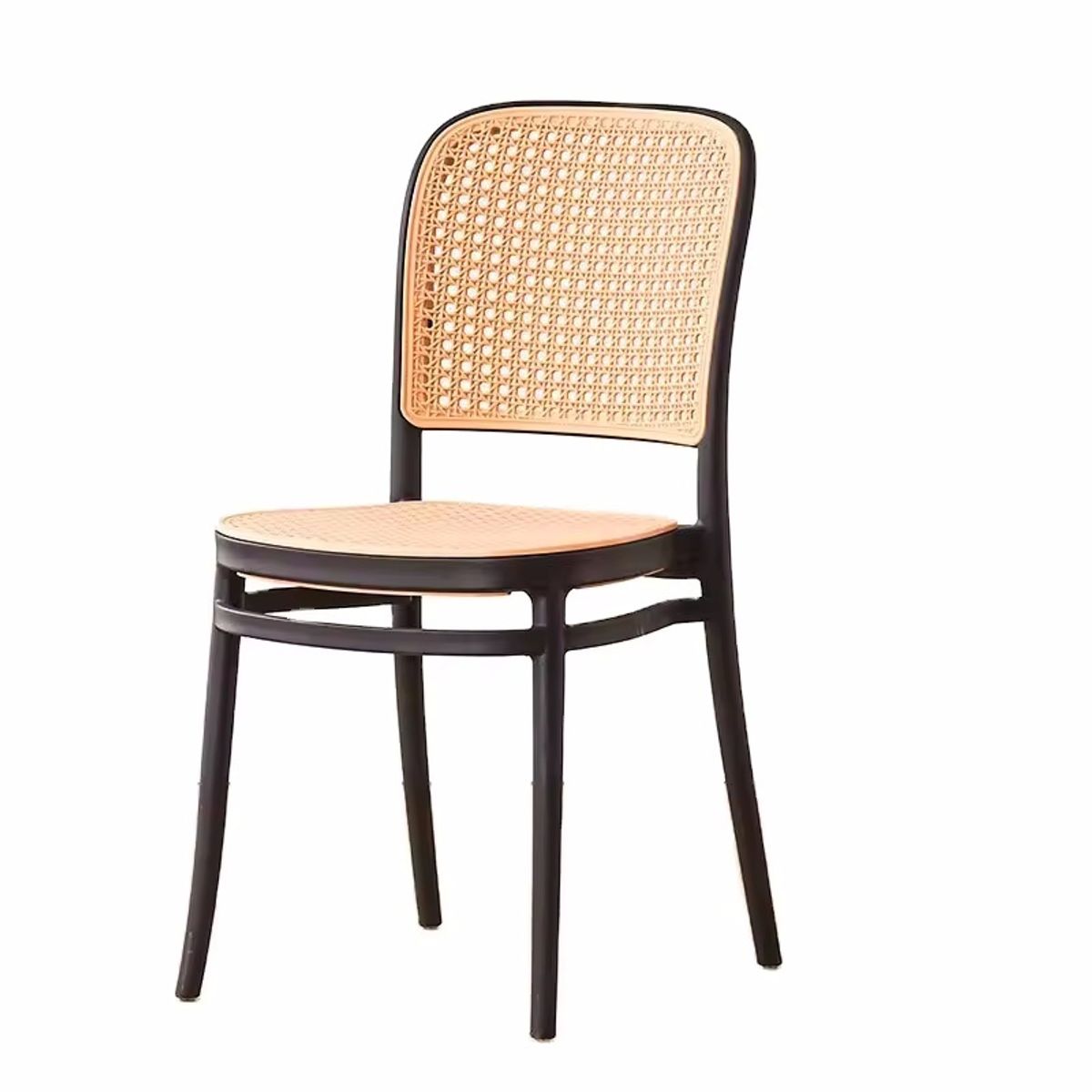 GENERICO - Silla de Comedor con Respaldo de Rejilla y Estructura Negra