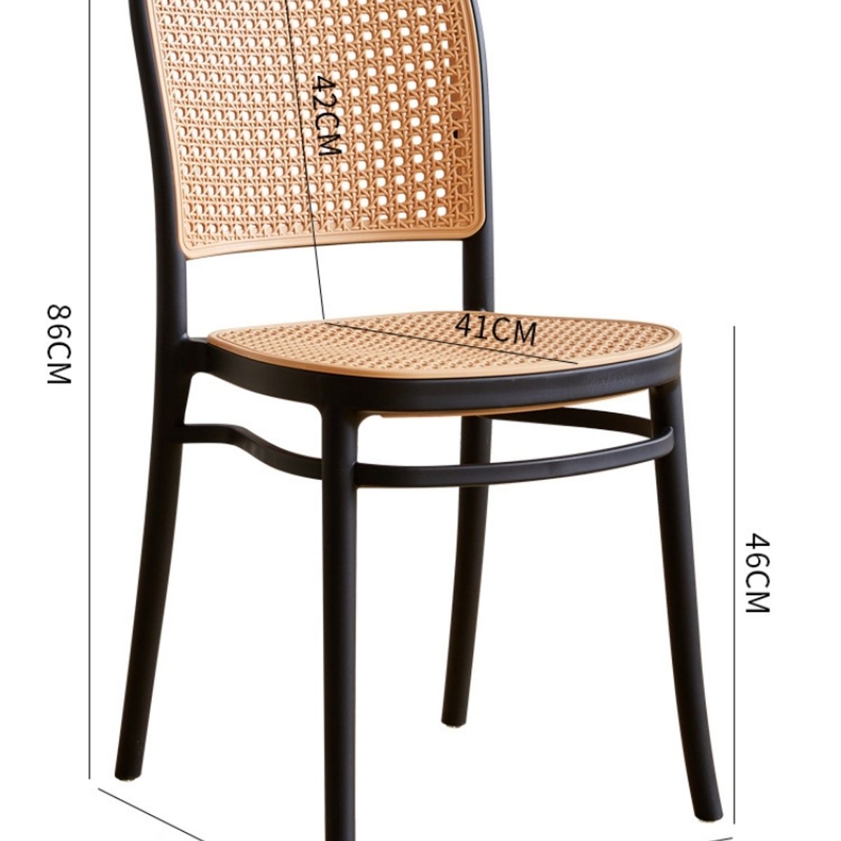 GENERICO - Silla de Comedor con Respaldo de Rejilla y Estructura Negra