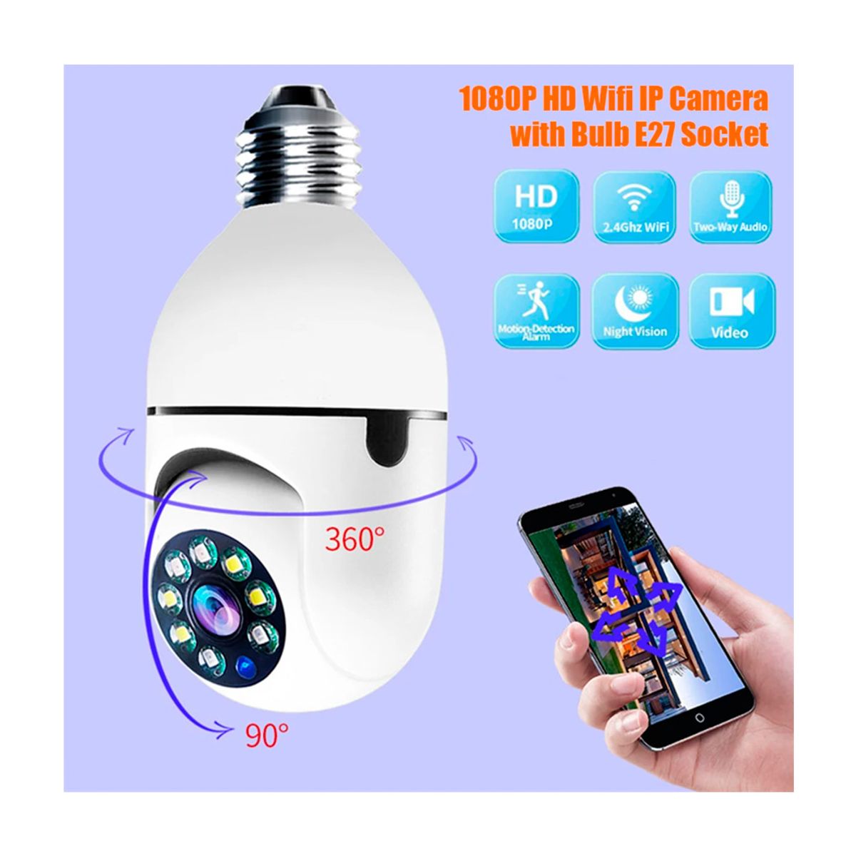 GENERICO - Camara IP  Panorámica Wifi Cctv Inteligente 360°
