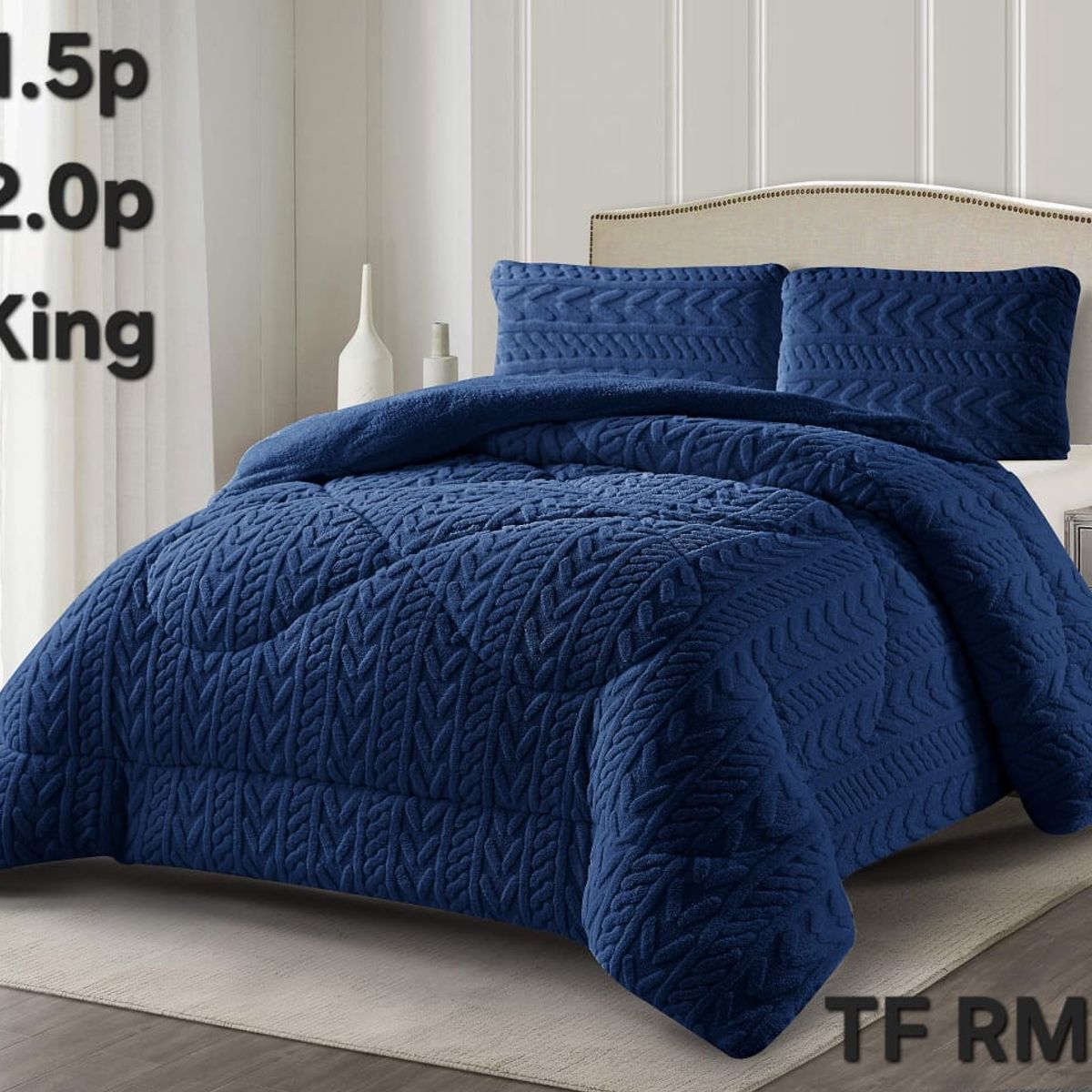 GENERICO - Cubrecama de Invierno Sherpa Texturizado con Chiporro King TFRM13