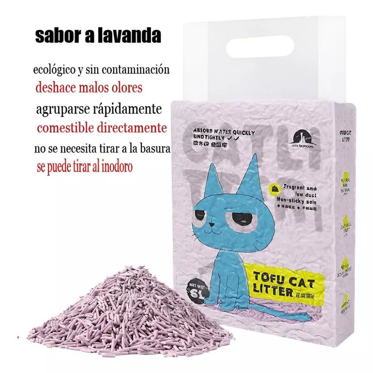 GENERICO - Arena Para Gatos De Tofu Arena Biodegradable