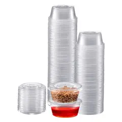 GENERICO - Pocillo Salsero Degustador Antiderrame 1.5 oz con Tapa Pack 100 Und Recipiente