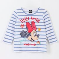 Polera Manga Larga Niña Rayas Minnie Blanco