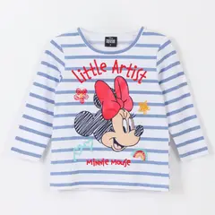 DISNEY - Polera Manga Larga Niña Rayas Minnie Blanco